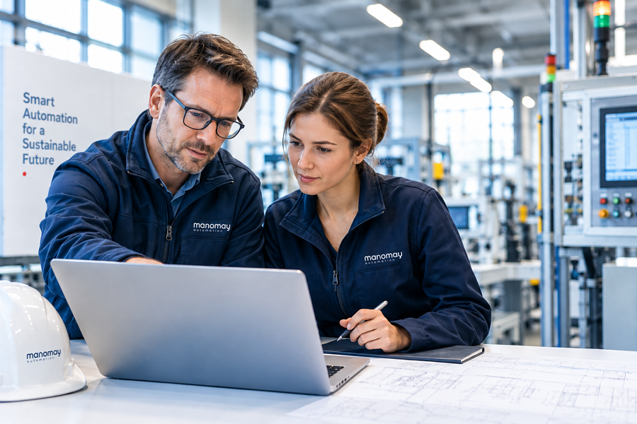 Dutch engineering team in a bright industrial automation environment